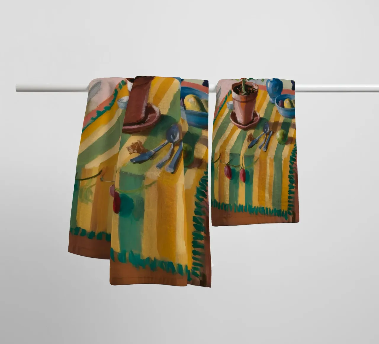 Striped Table Cat towel by Fable Tempa