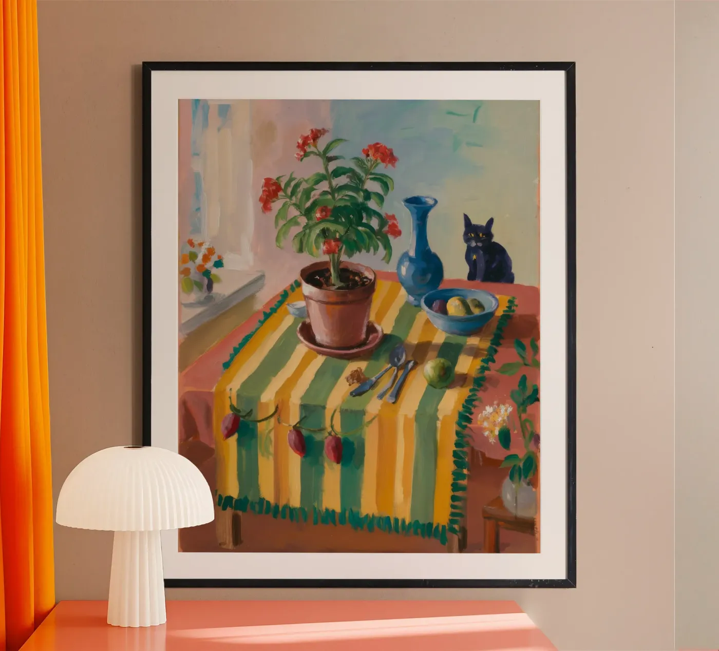 Striped Table Cat poster by Fable Tempa