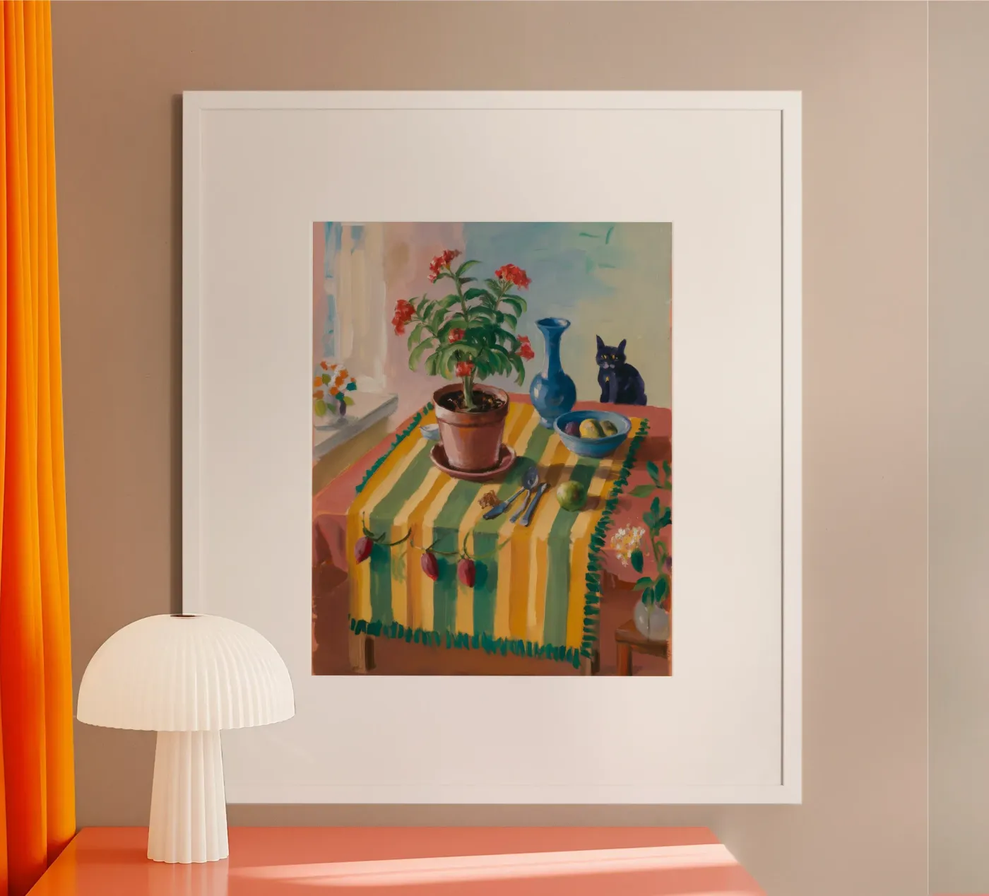 Striped Table Cat poster by Fable Tempa