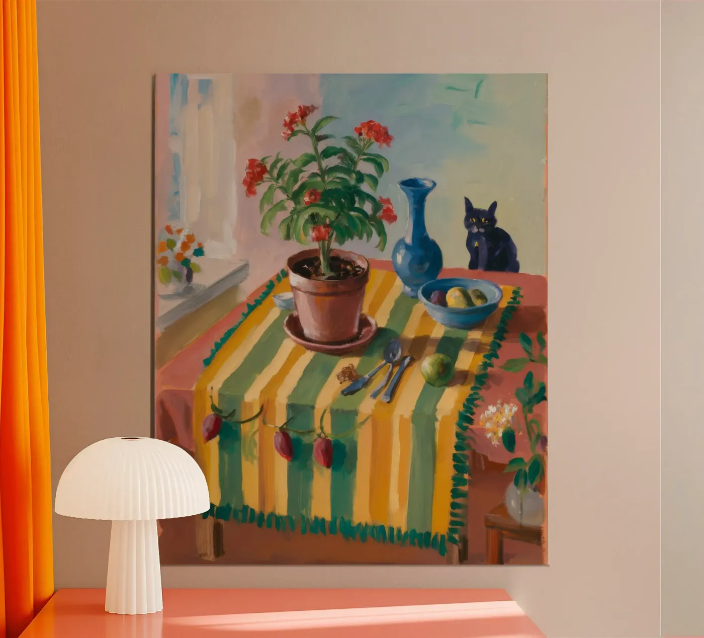 Striped Table Cat poster by Fable Tempa