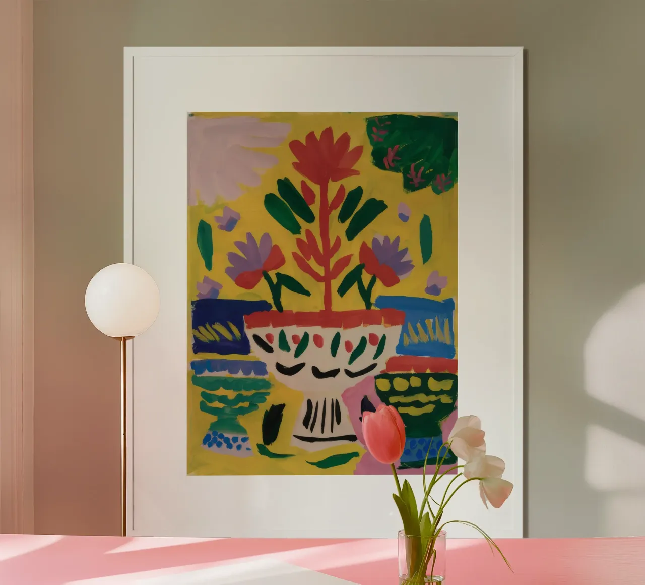 Abstracte tuin chaos poster met aluminium frame van Tiga Bersama