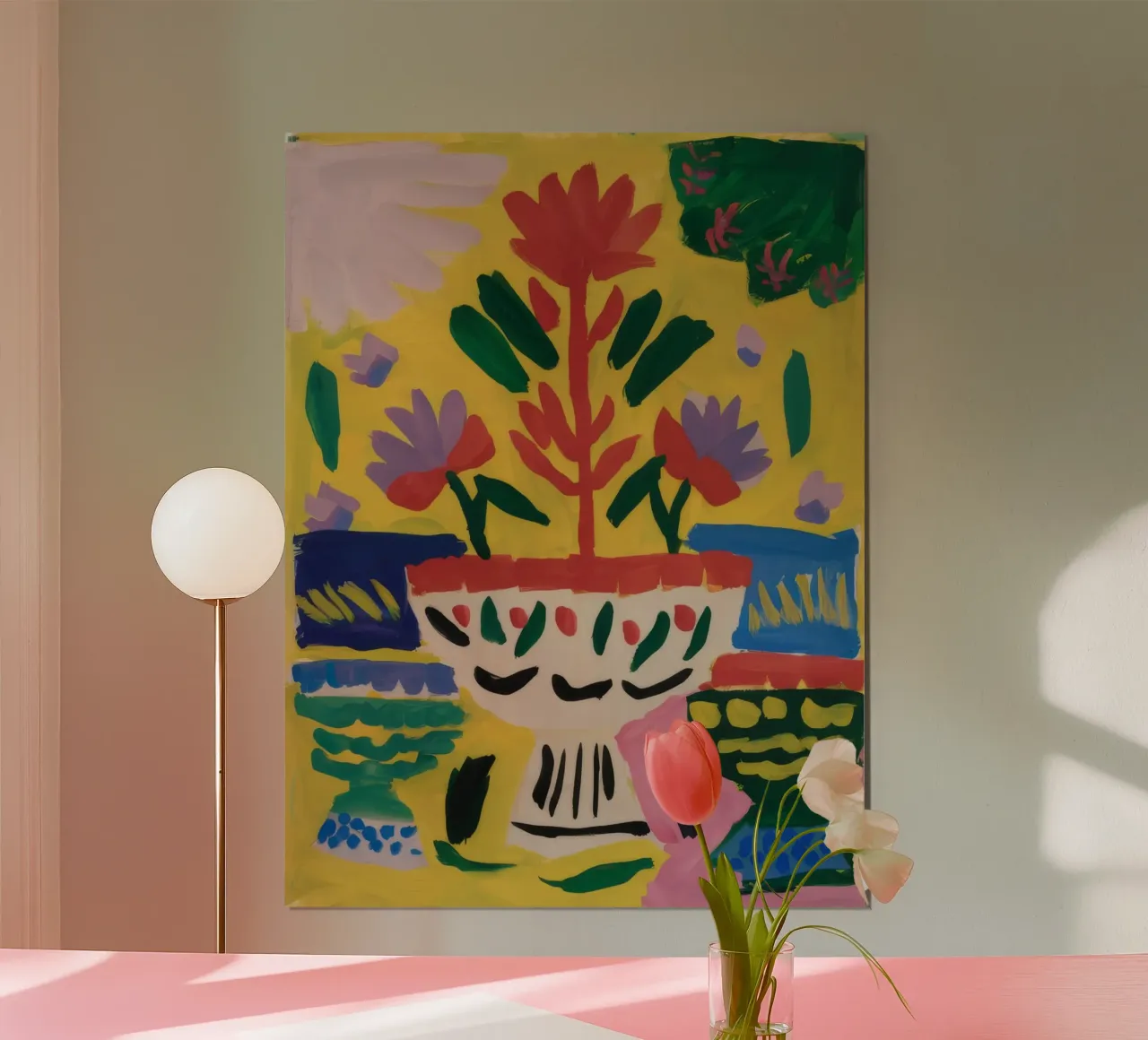 Abstracte tuin chaos poster met aluminium frame van Tiga Bersama