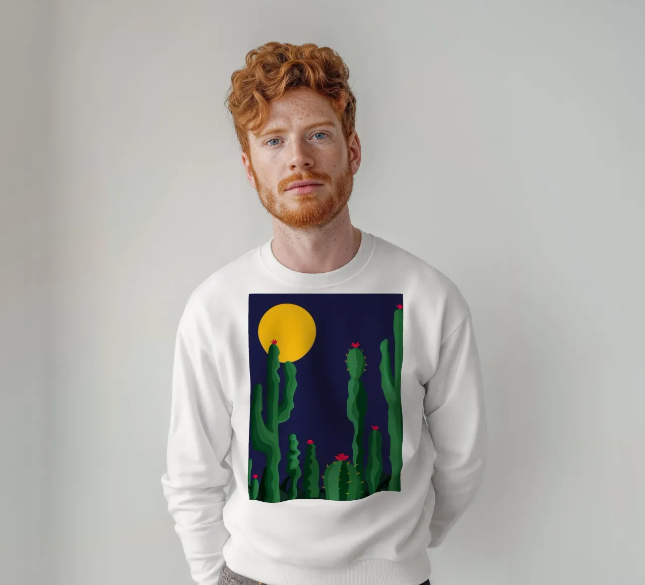 Luna notturna del cactus felpa da Muse Artworks