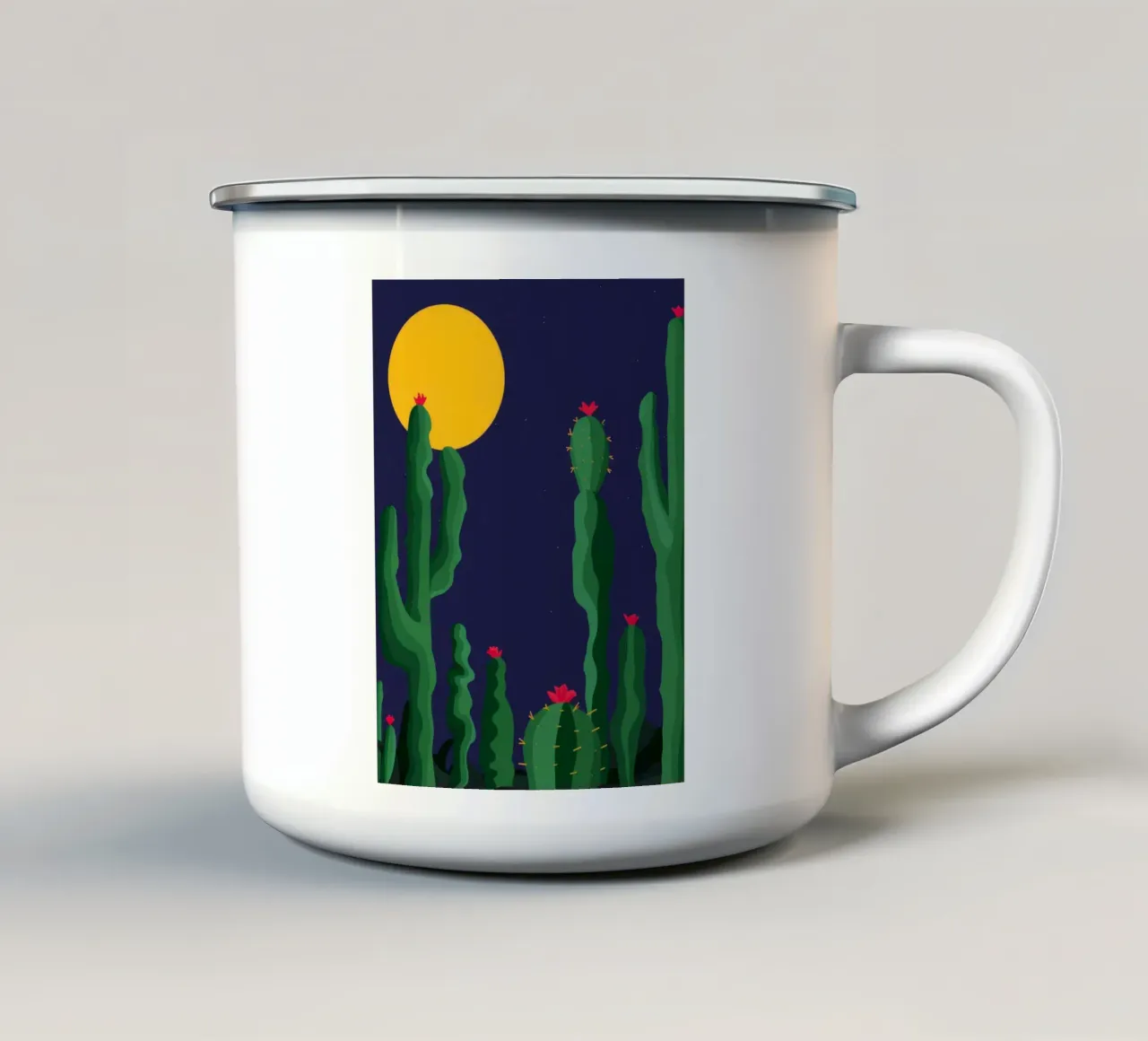Luna notturna del cactus tazza in smalto da Muse Artworks