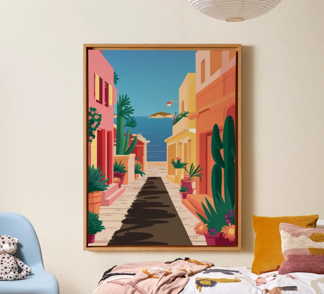 Seaside Street Zon canvas met Baklijst van Stone Decade