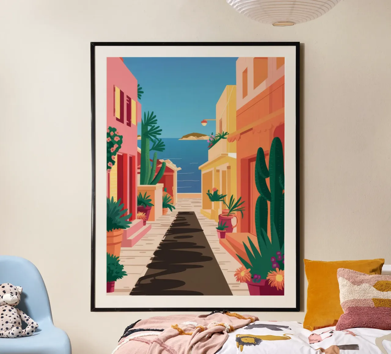 Via del Mare Sole poster con telaio in plastica da Stone Decade