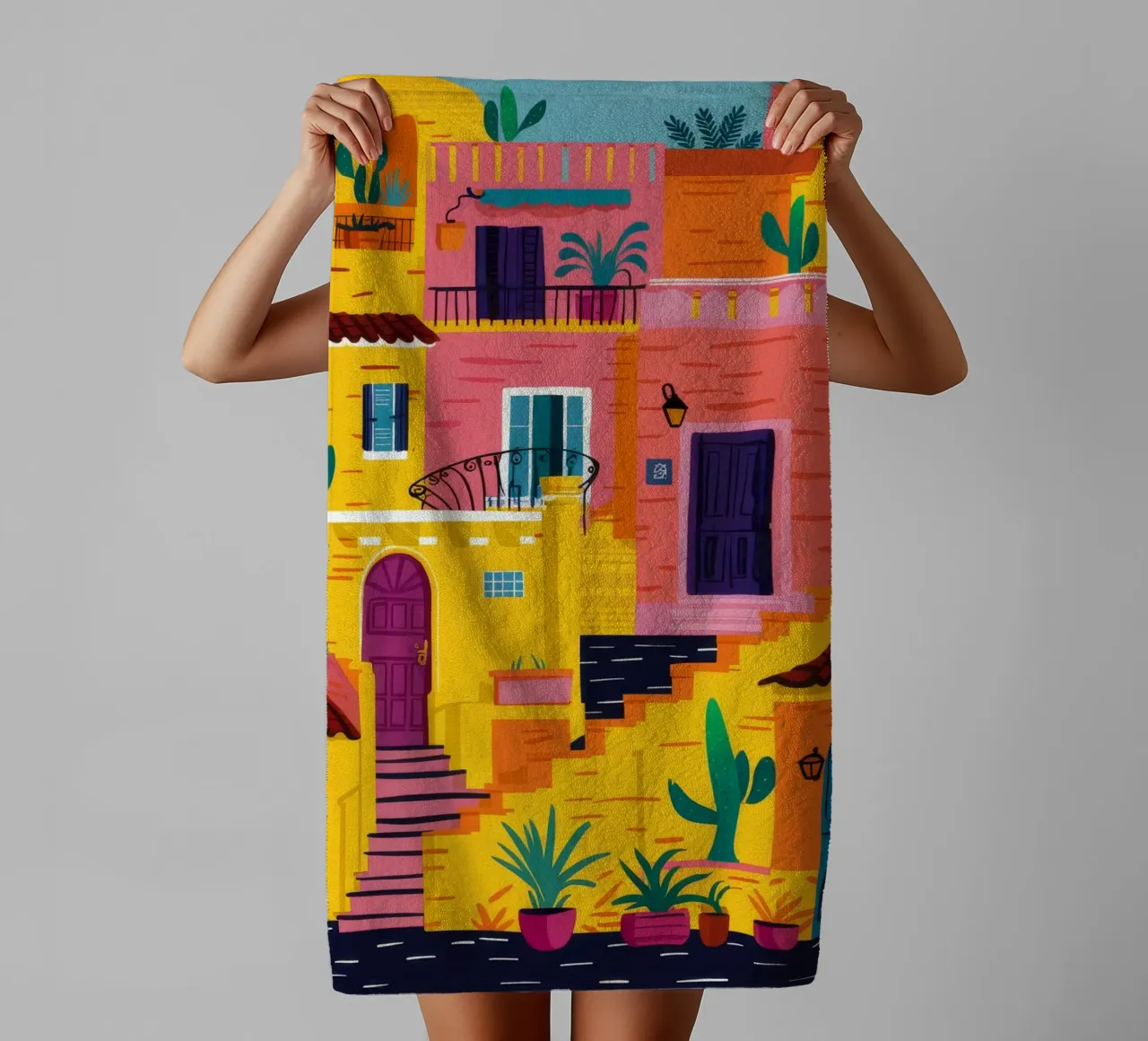 Labirinto colorato in collina asciugamano da bagno da FadeAura