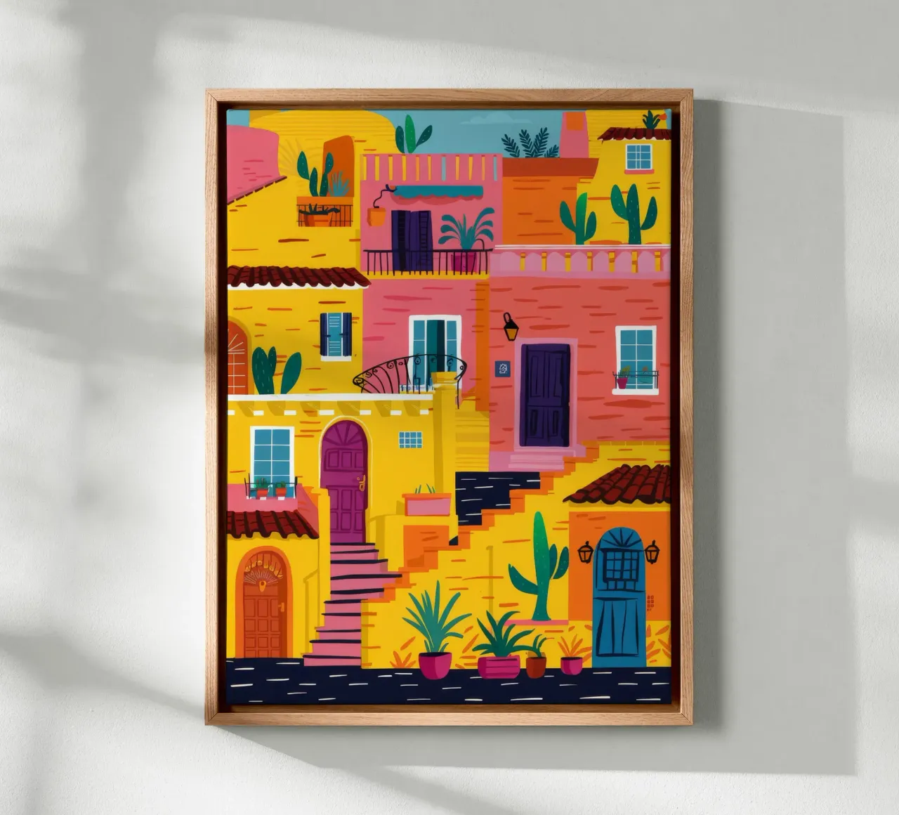 Labirinto colorato in collina tela con Cornice a cassetta da FadeAura