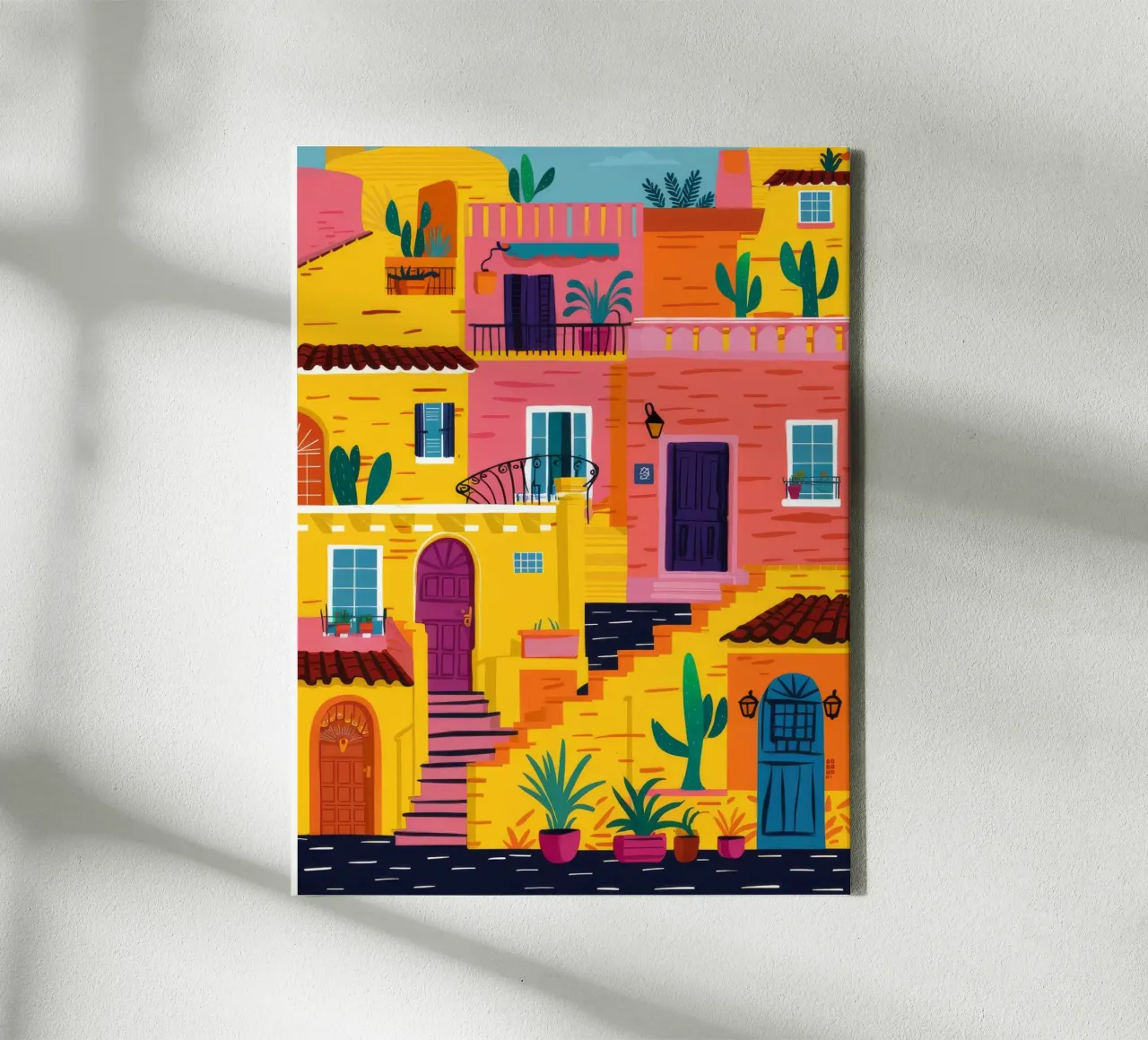 Labirinto colorato in collina tela con Cornice a cassetta da FadeAura