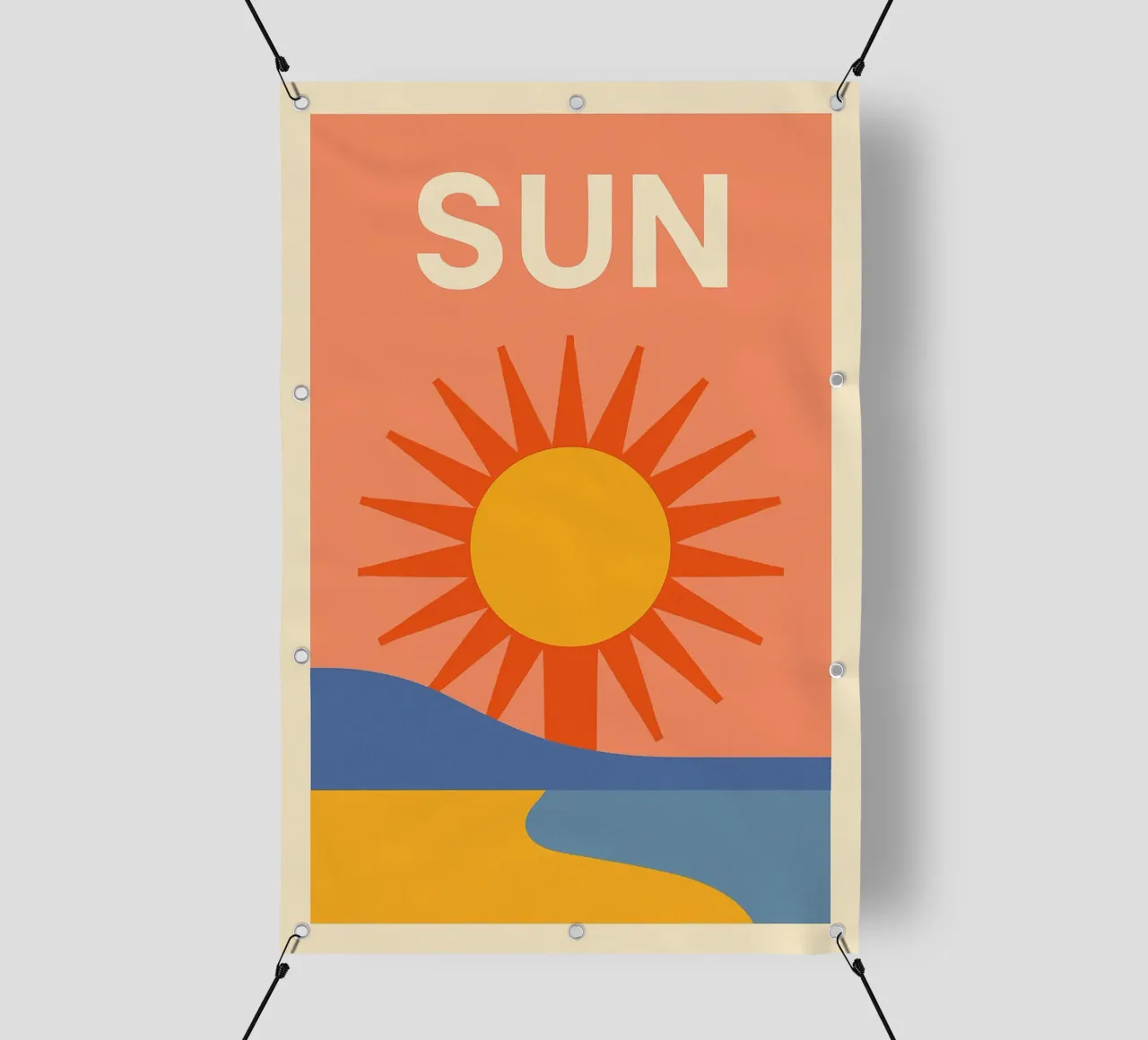 Sole grafico e retrò - SUN telo in pvc da JETLAG | affiches voyage