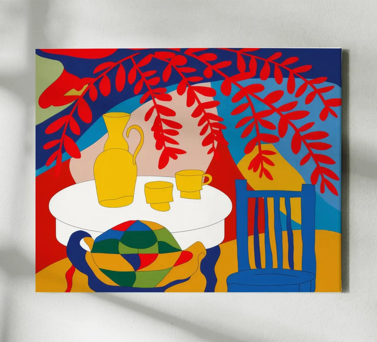 Red Leaf Shadow canvas with Floater frame by Tiga Bersama