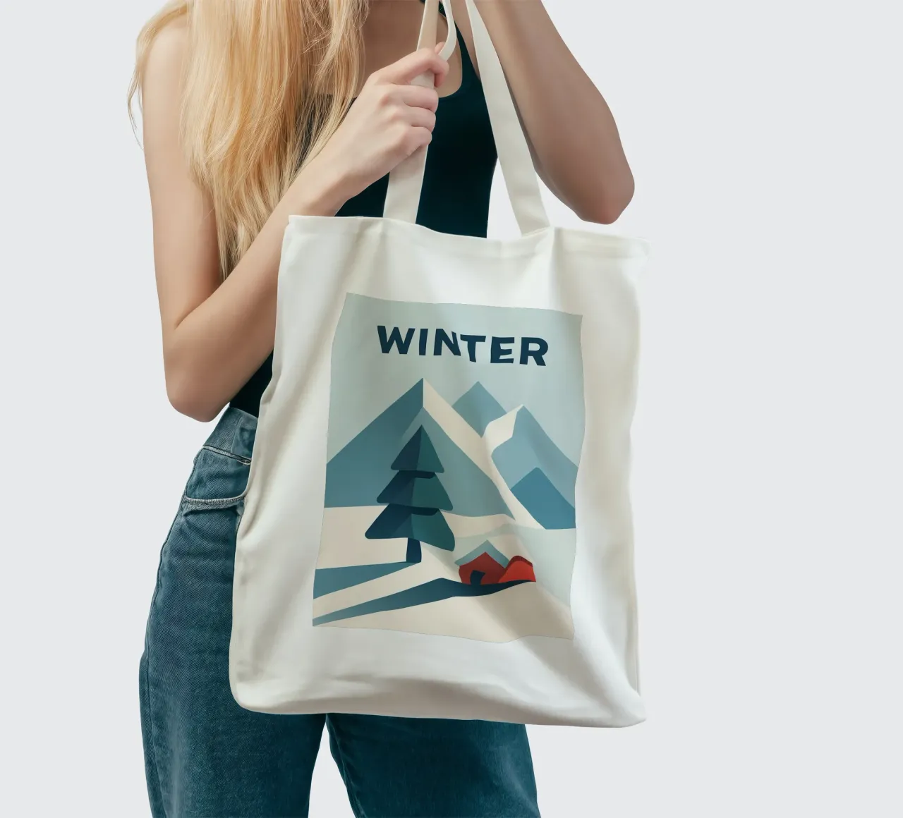 Silenzio invernale geometrico - INVERNO borsa in juta da JETLAG | affiches voyage
