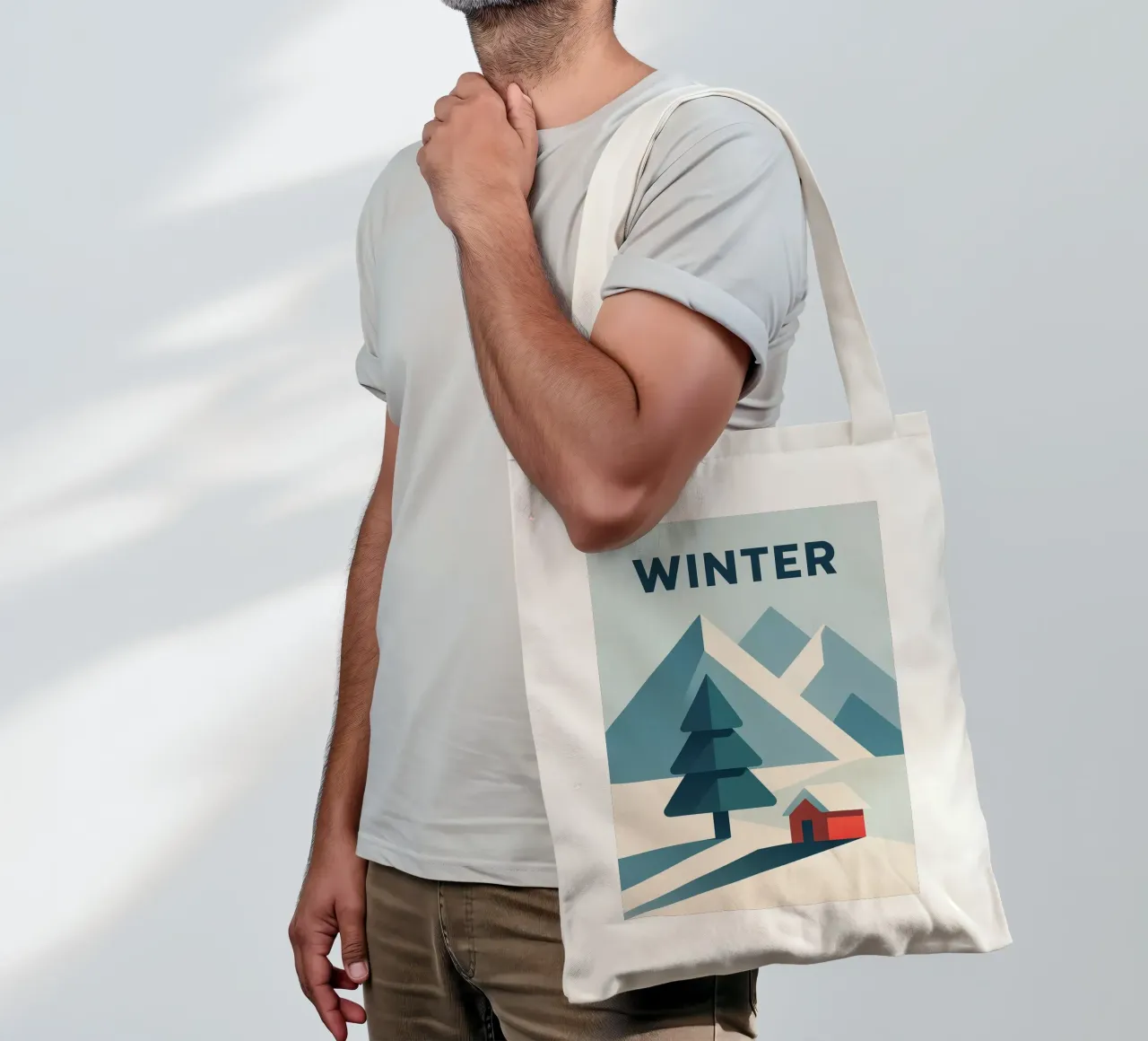 Silenzio invernale geometrico - INVERNO borsa in juta da JETLAG | affiches voyage