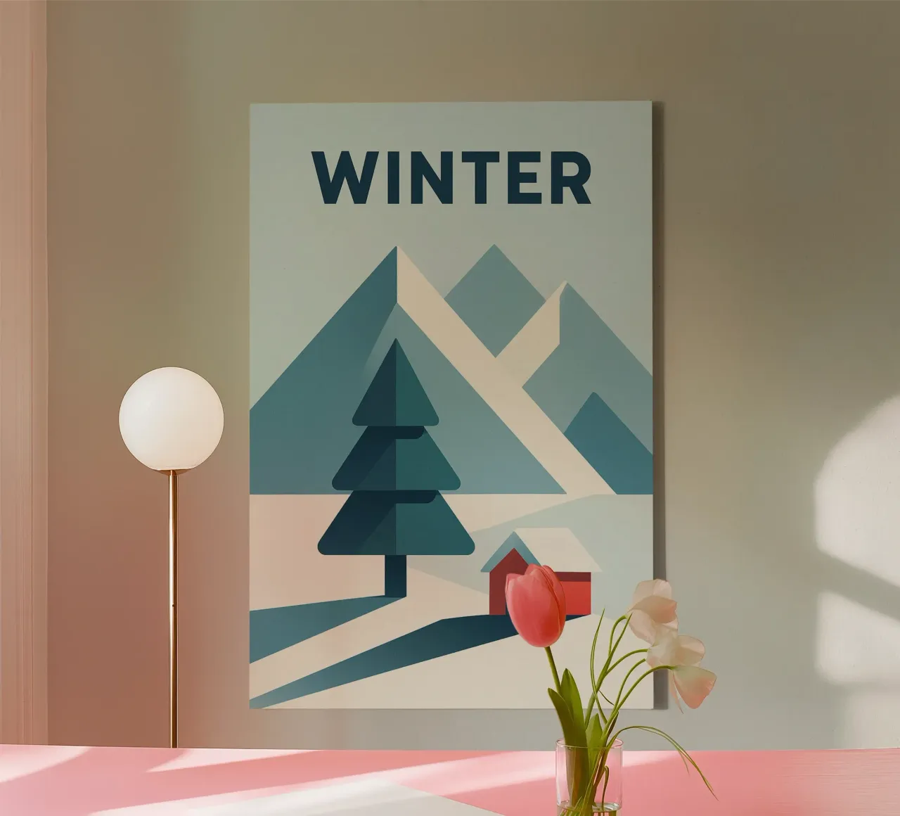 Silenzio invernale geometrico - INVERNO tela con Cornice a cassetta da JETLAG | affiches voyage