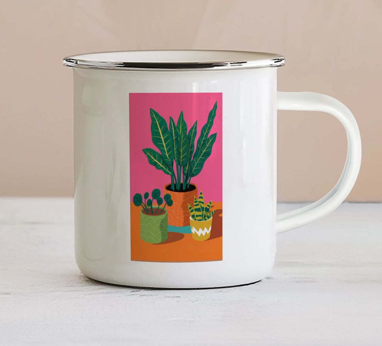 Vasi per piante giocose tazza in smalto da Muse Artworks