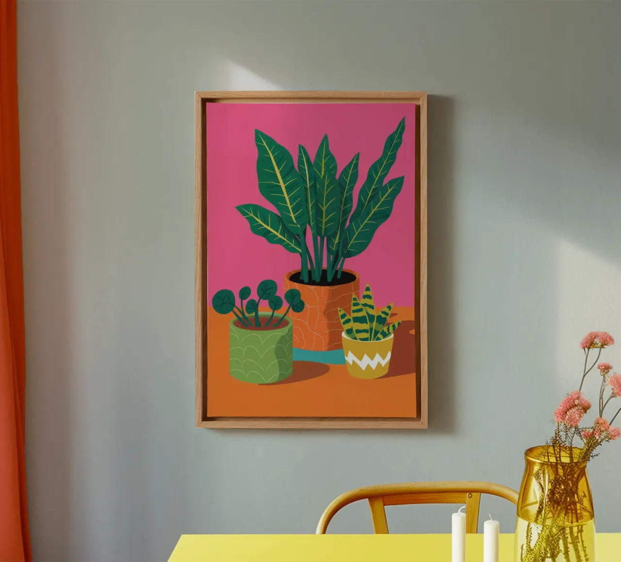 Vasi per piante giocose tela con Cornice a cassetta da Muse Artworks