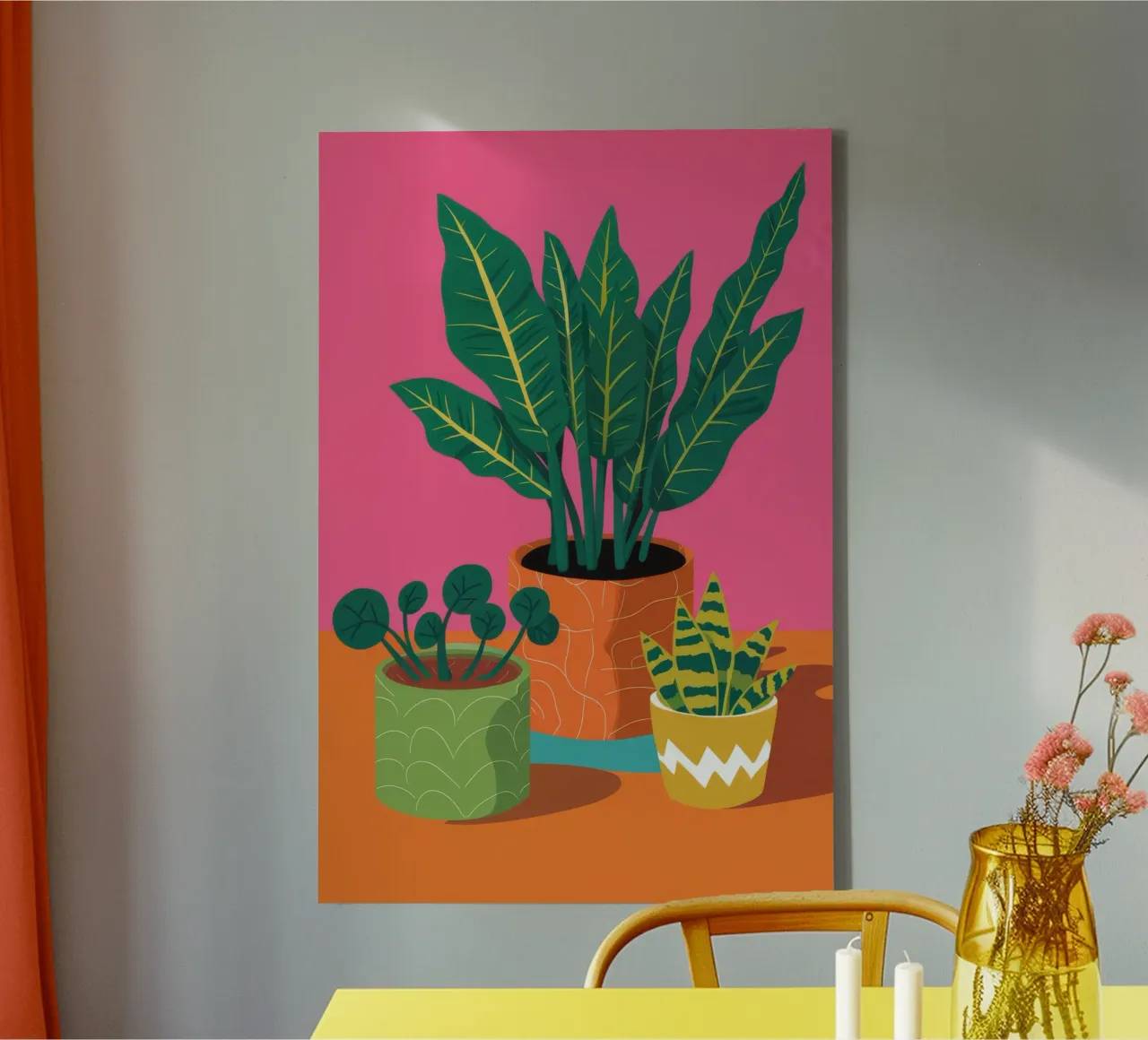 Vasi per piante giocose tela con Cornice a cassetta da Muse Artworks