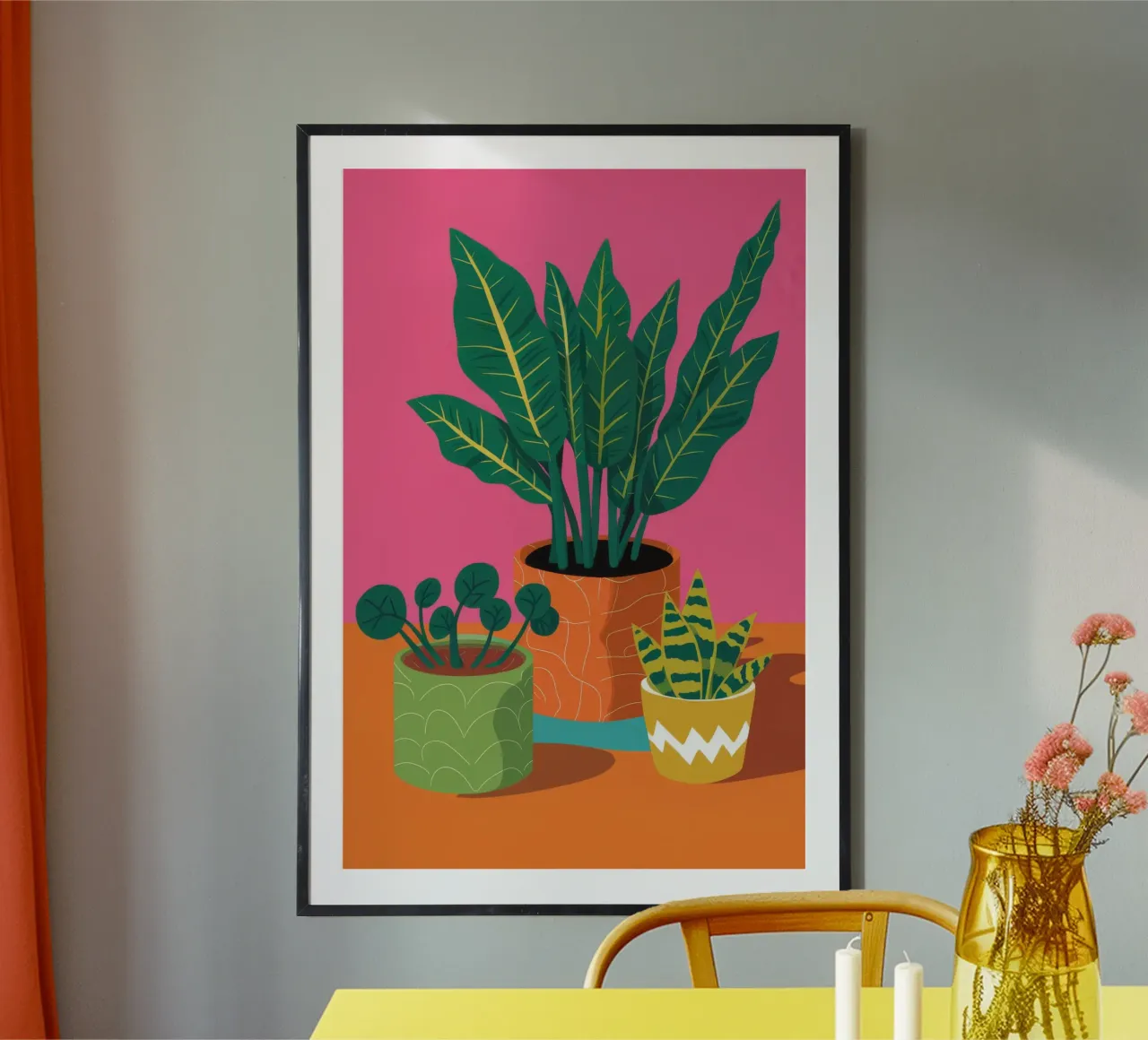 Vasi per piante giocose poster con telaio in alluminio da Muse Artworks