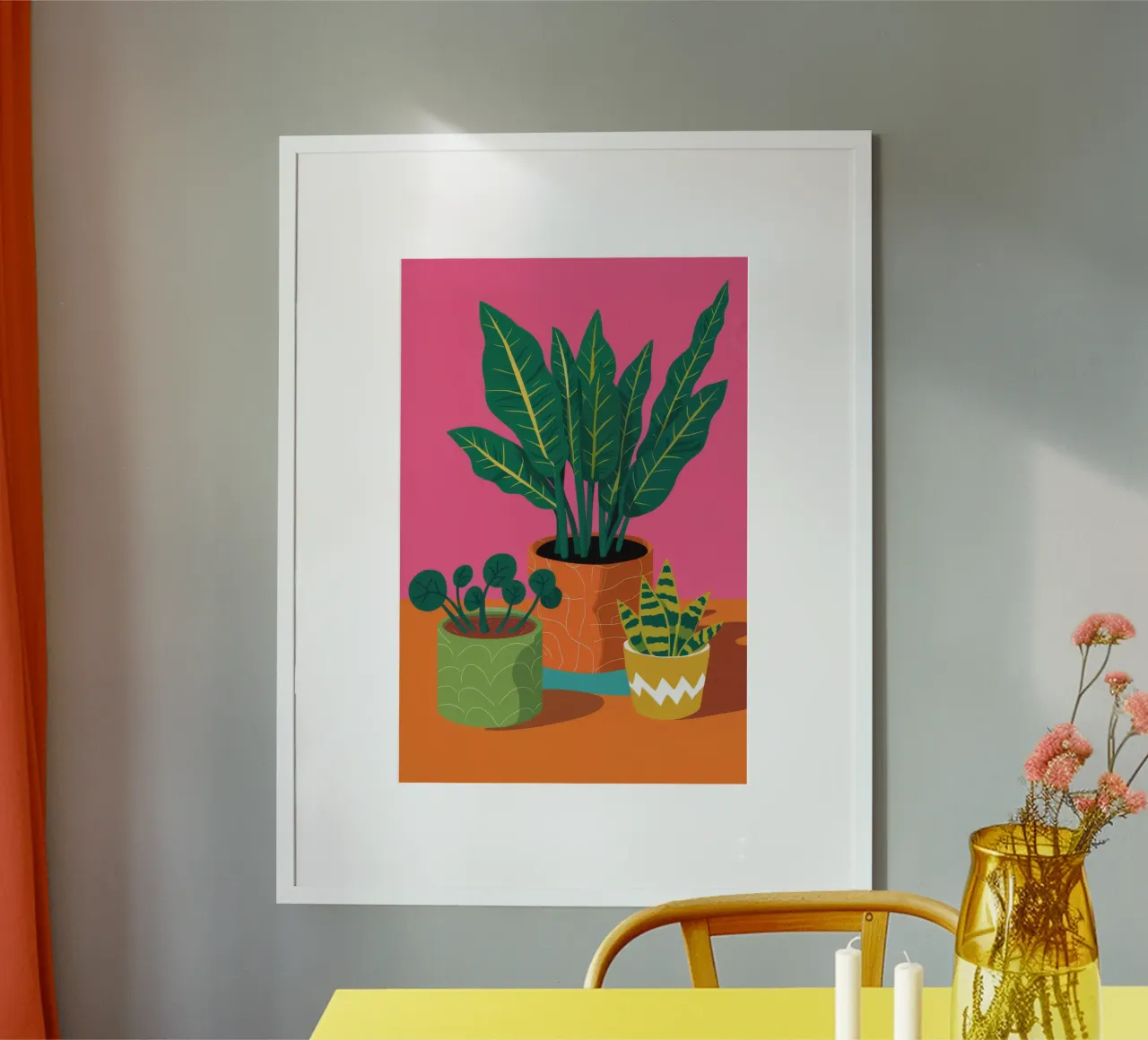 Vasi per piante giocose poster con telaio in alluminio da Muse Artworks