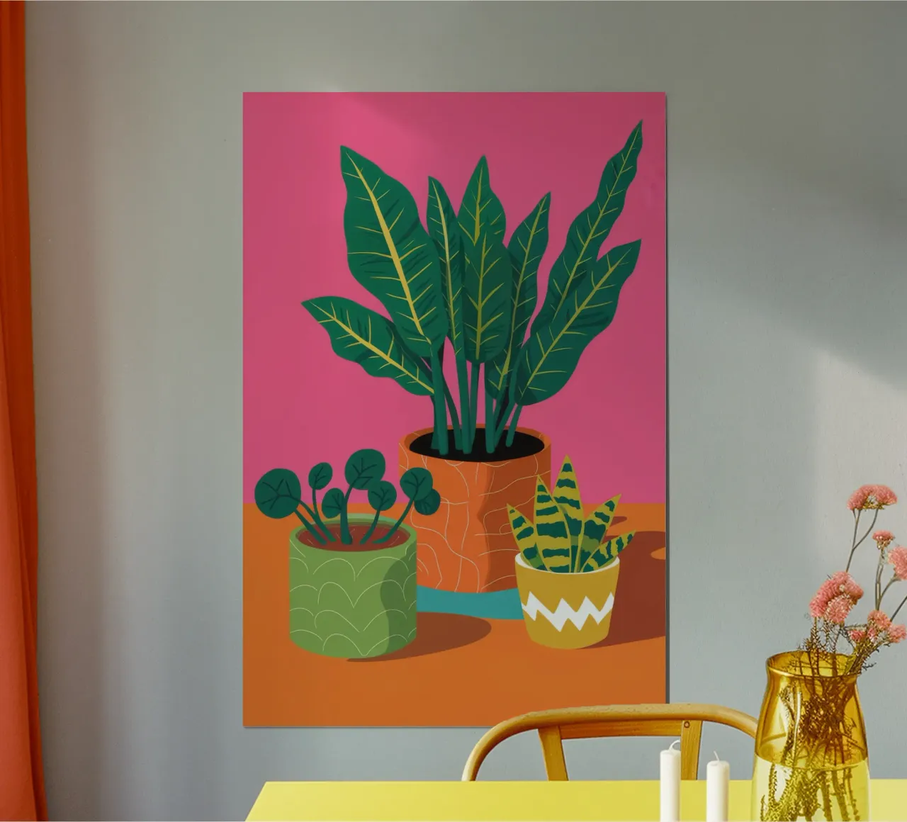 Vasi per piante giocose poster con telaio in alluminio da Muse Artworks