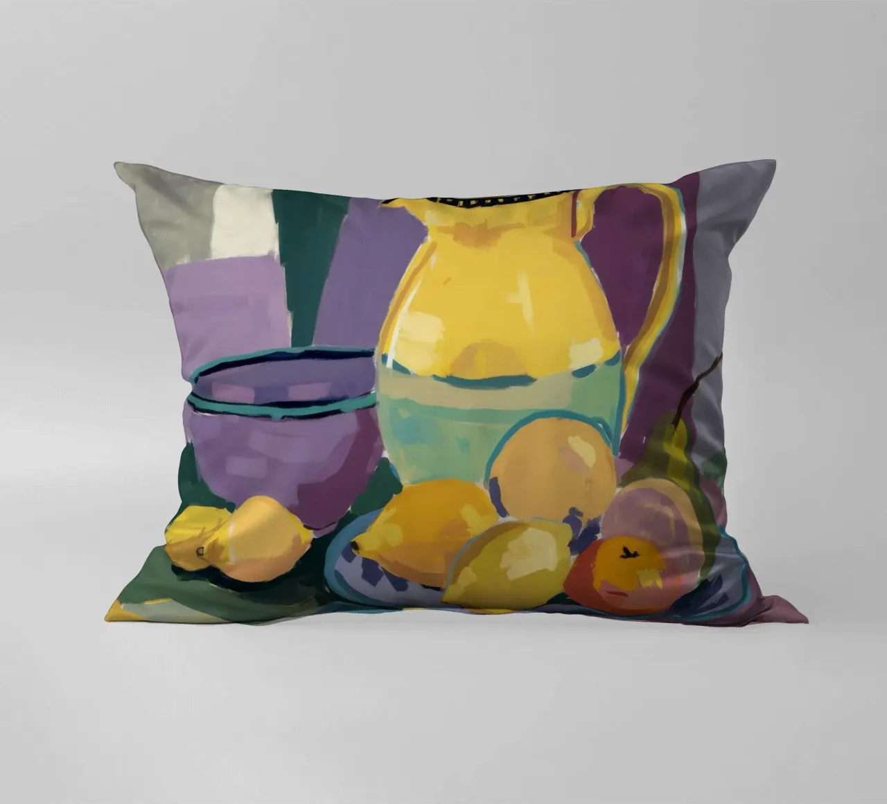 Yellow Pitcher Citrus decorative cushion by Fable Tempa