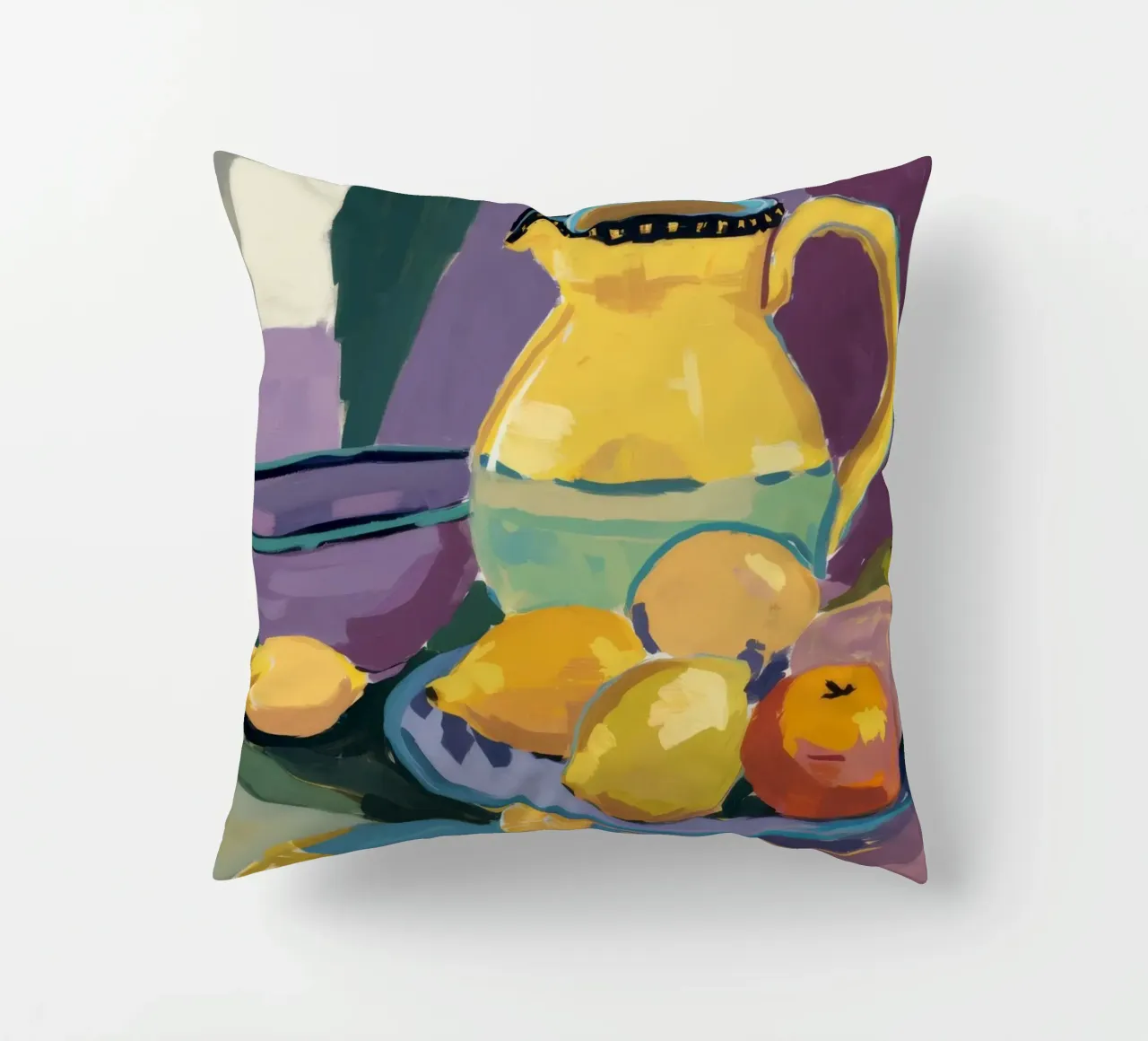 Yellow Pitcher Citrus decorative cushion by Fable Tempa