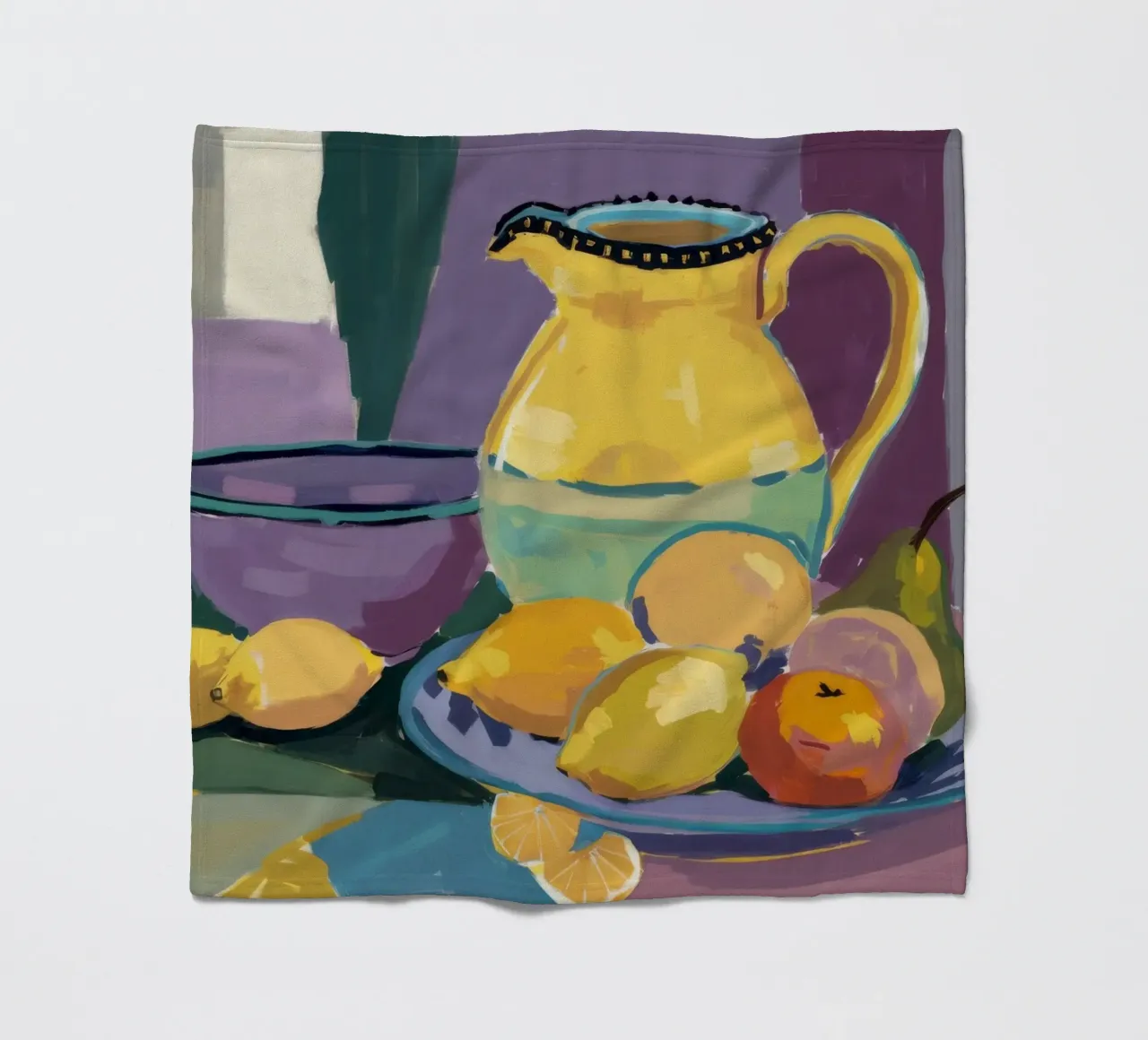 Yellow Pitcher Citrus fleece blanket by Fable Tempa