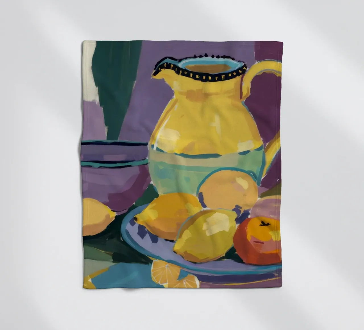 Yellow Pitcher Citrus fleece blanket by Fable Tempa