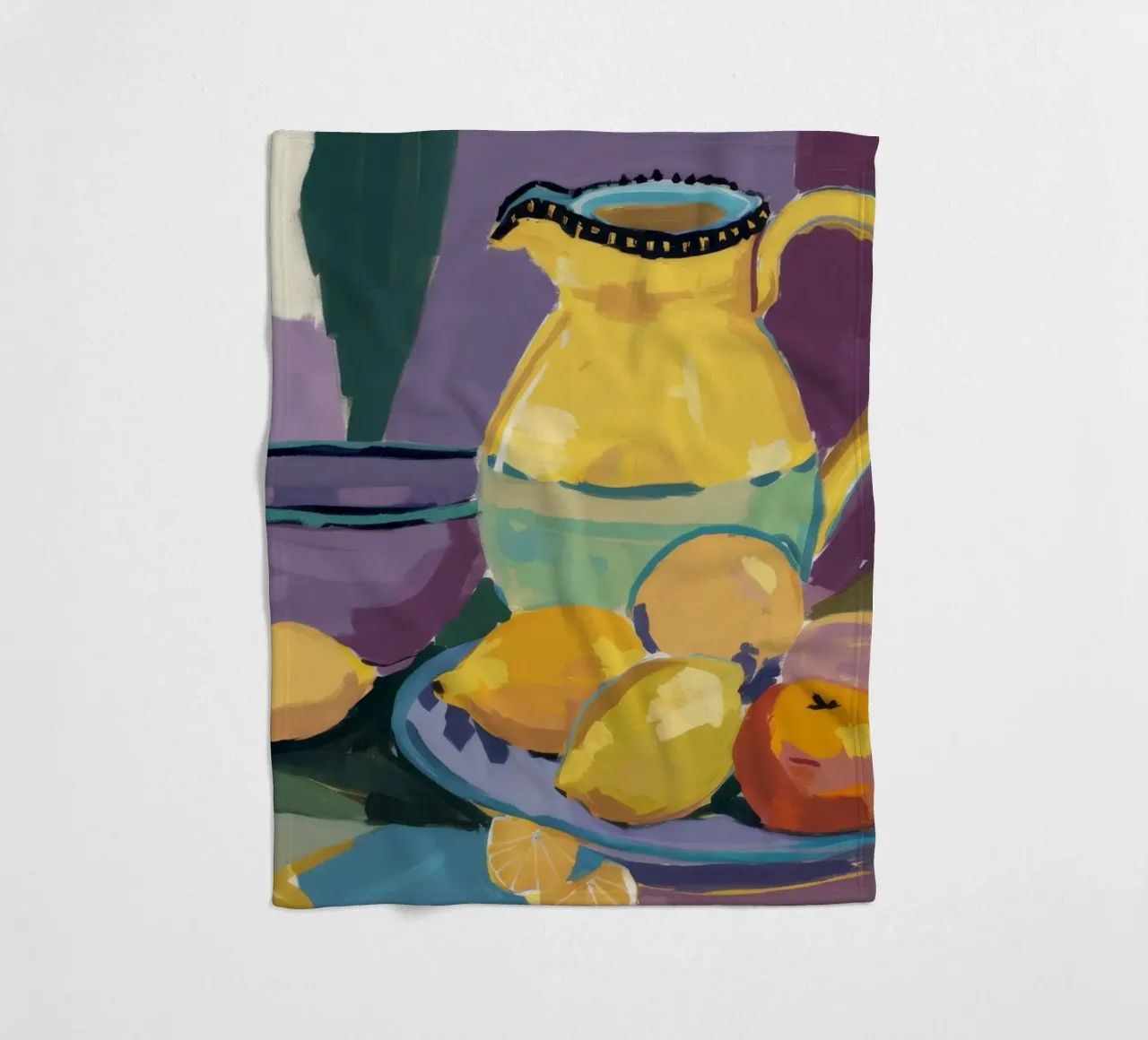 Yellow Pitcher Citrus fleece blanket by Fable Tempa