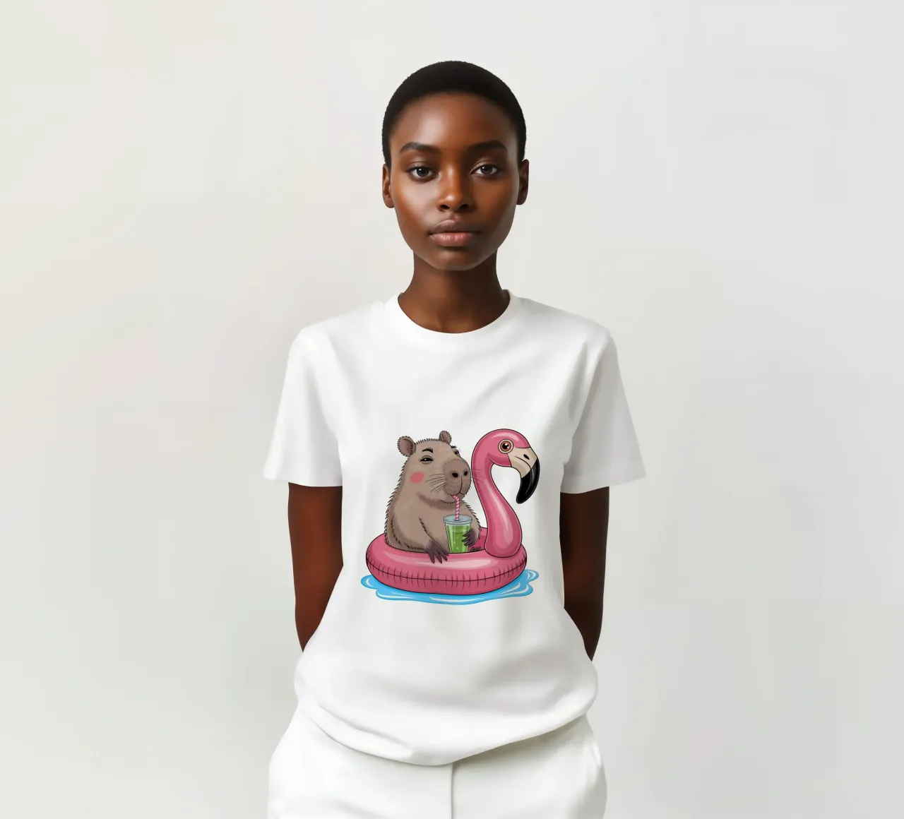 Capy & Bara Pool Flamingo T-Shirt von Capy & Bara