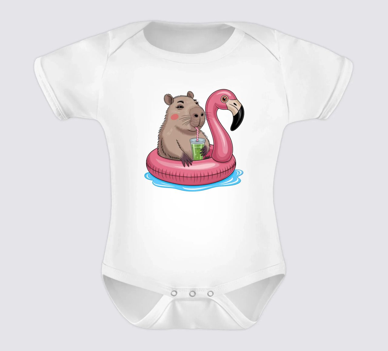 Capy & Bara Pool Flamingo body neonato maniche corte da Capy & Bara