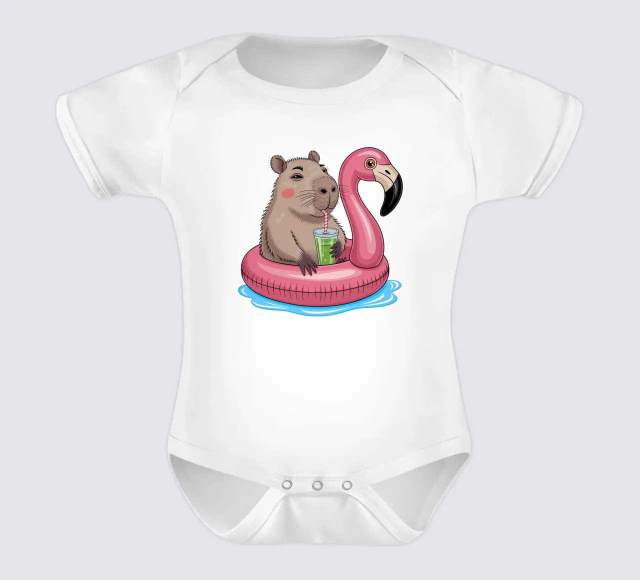 Capy & Bara Pool Flamingo body neonato maniche corte da Capy & Bara