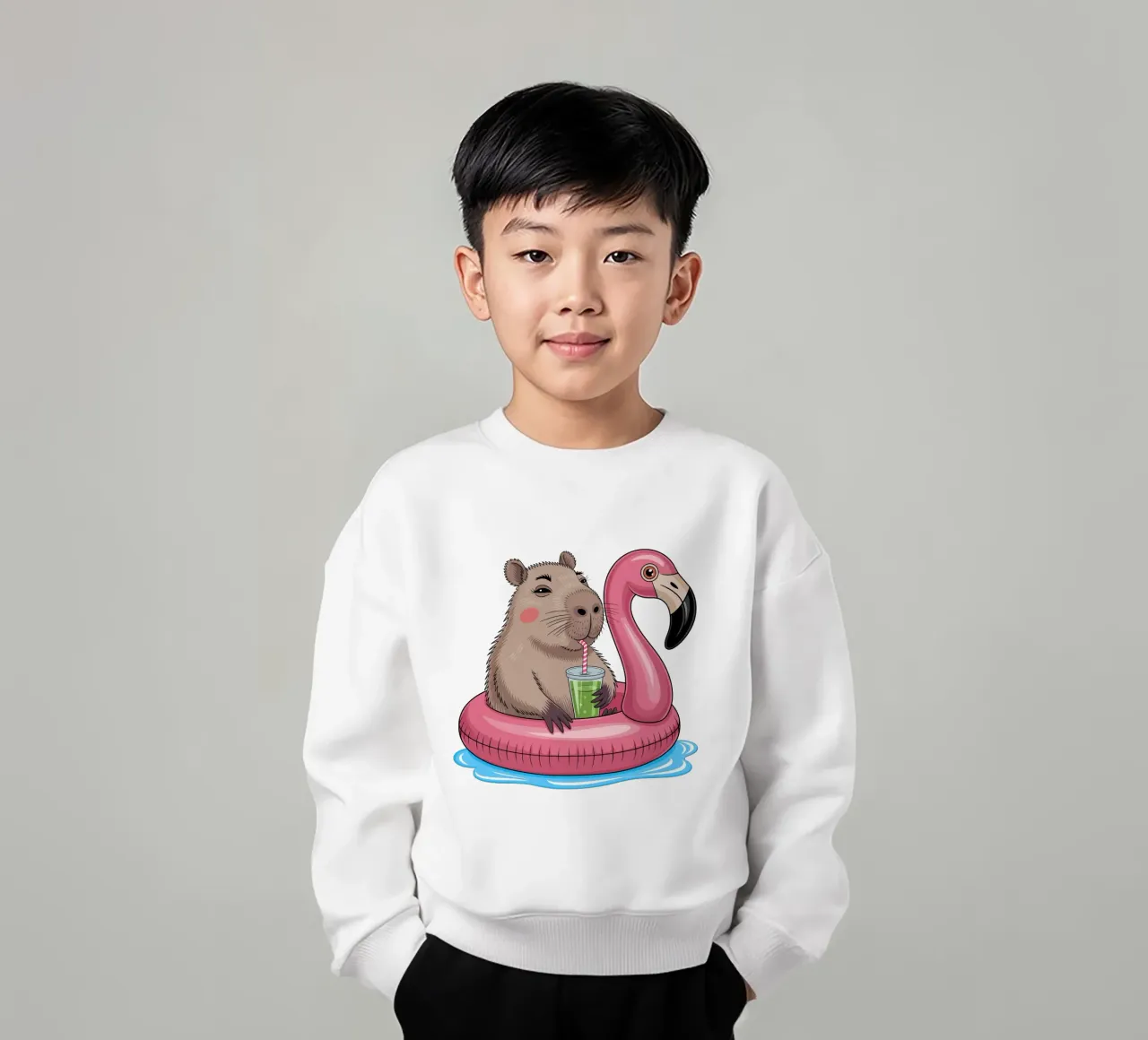 Capy & Bara Pool Flamingo Kinder Sweatshirt von Capy & Bara
