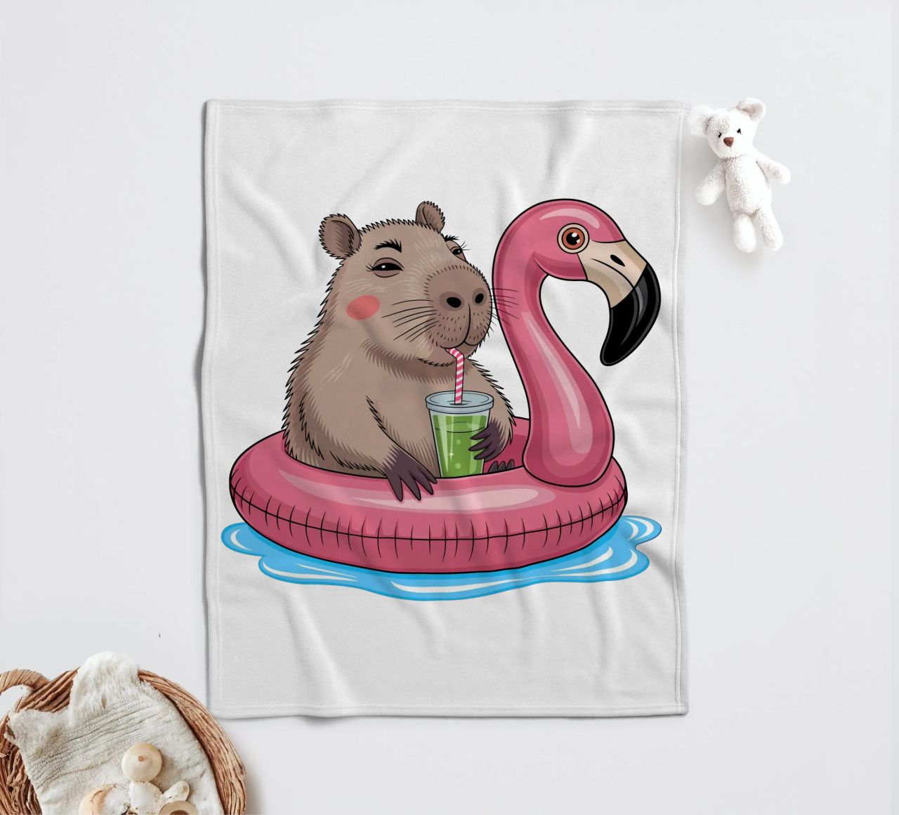 Capy & Bara Pool Flamingo coperta in pile da Capy & Bara
