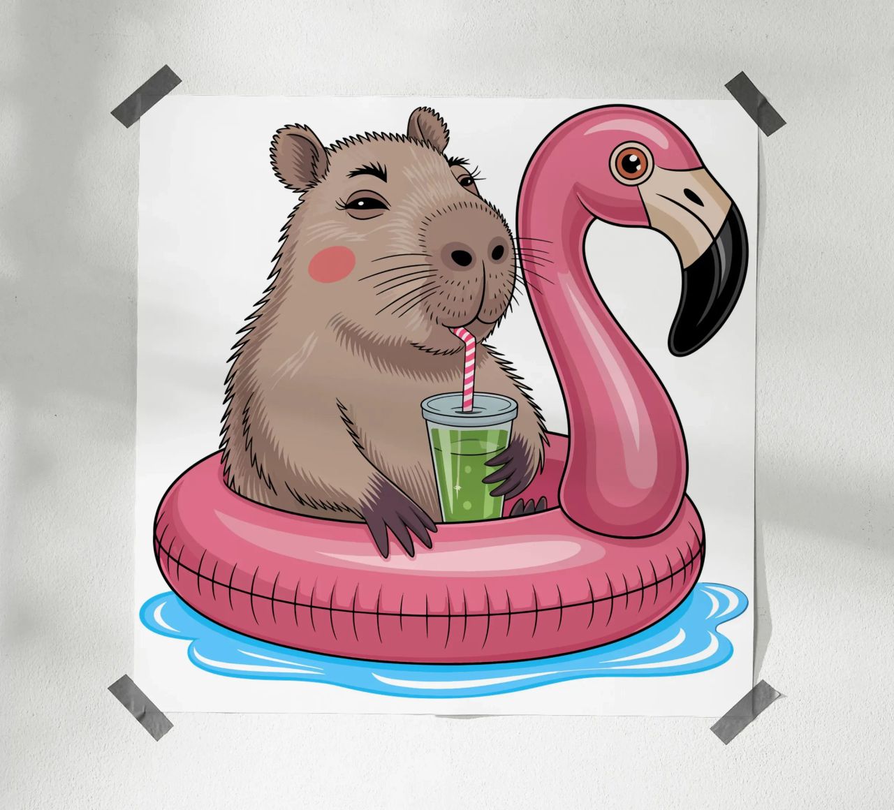 Capy & Bara Pool Flamingo carta hahnemühle da Capy & Bara