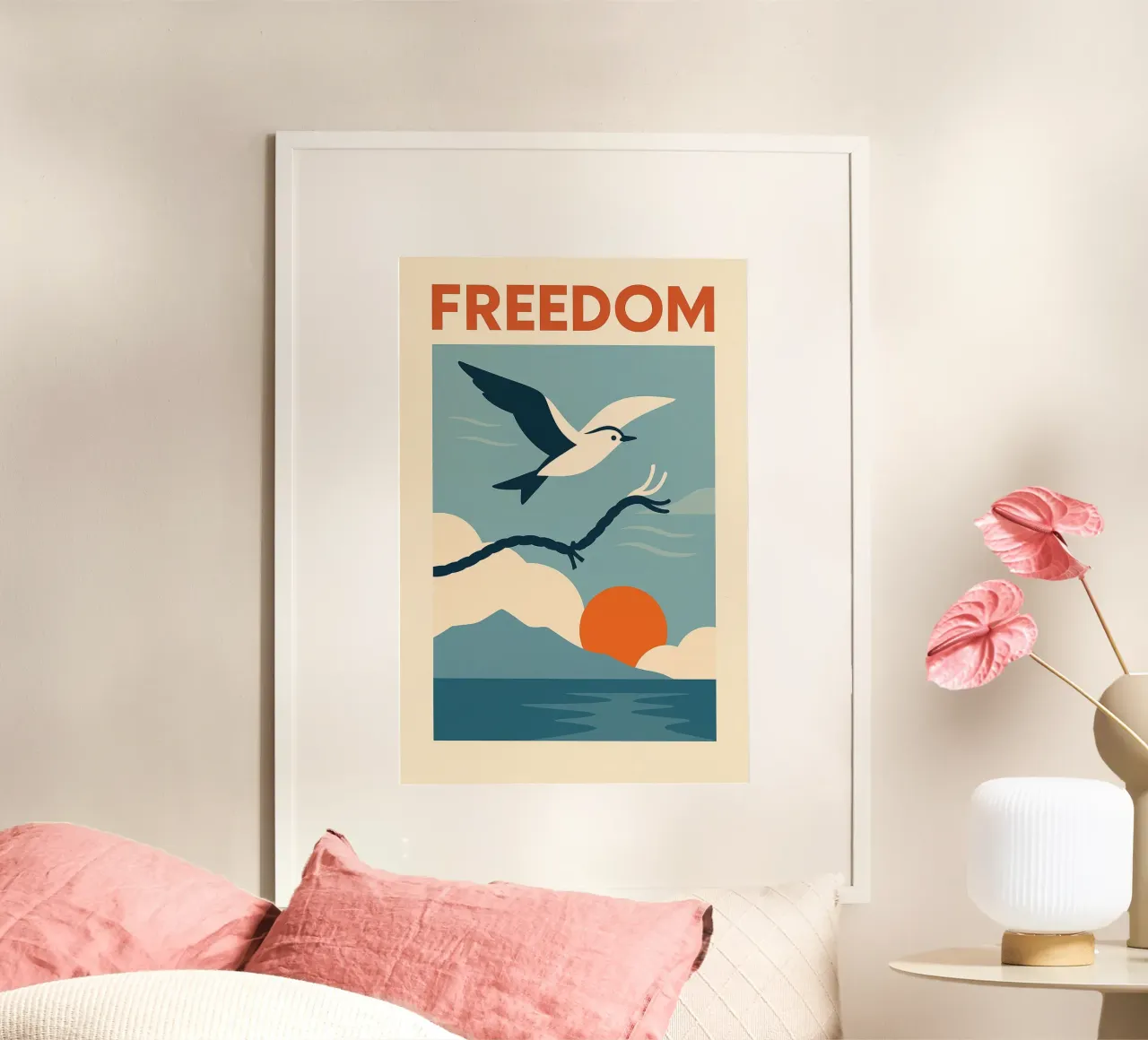 Vrijheid in de schemering - VRIJHEID poster met kunststof frame van JETLAG | affiches voyage