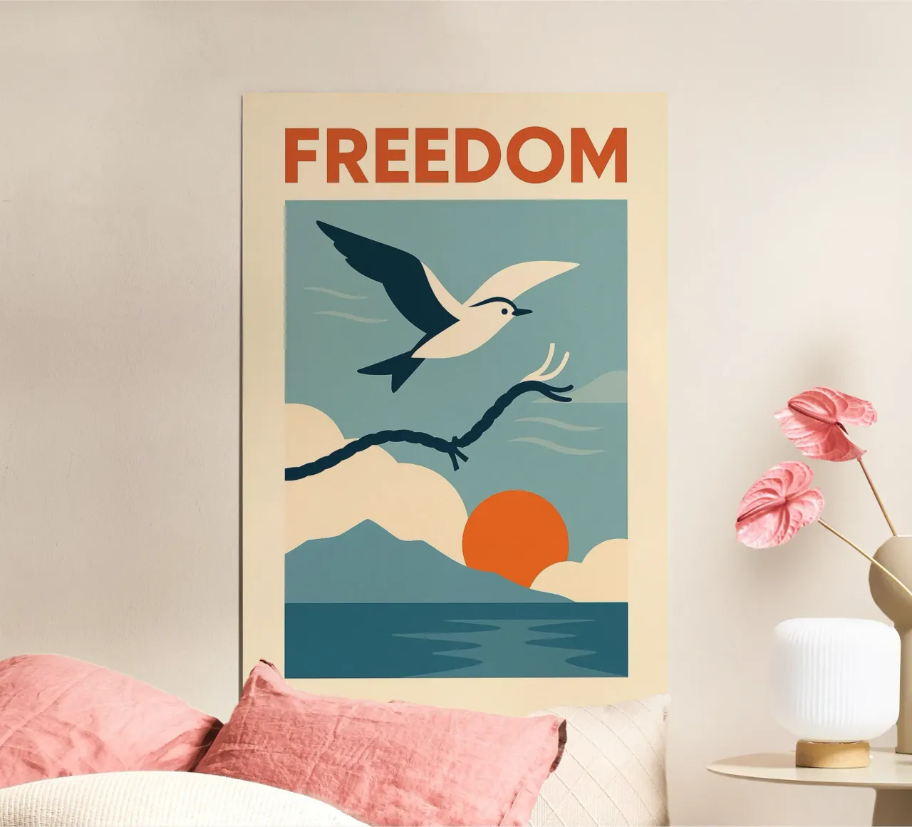 Vrijheid in de schemering - VRIJHEID poster met kunststof frame van JETLAG | affiches voyage