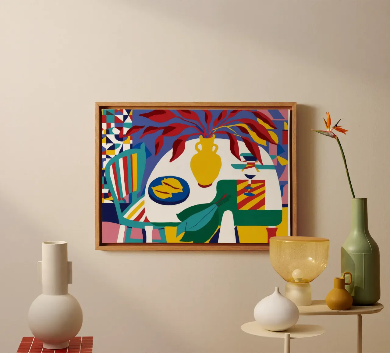 Gestreept palmparadijs canvas van Tiga Bersama