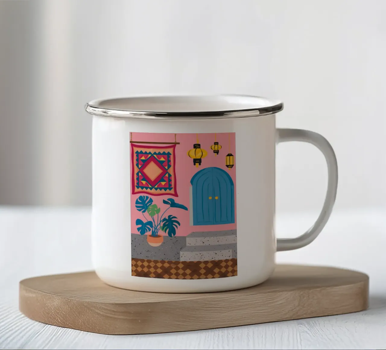 Cortile della Porta Blu tazza in smalto da Muse Artworks