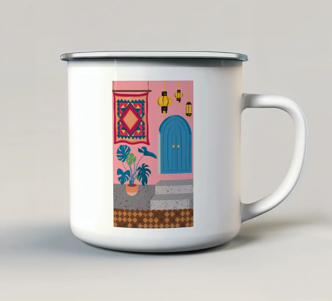 Cortile della Porta Blu tazza in smalto da Muse Artworks