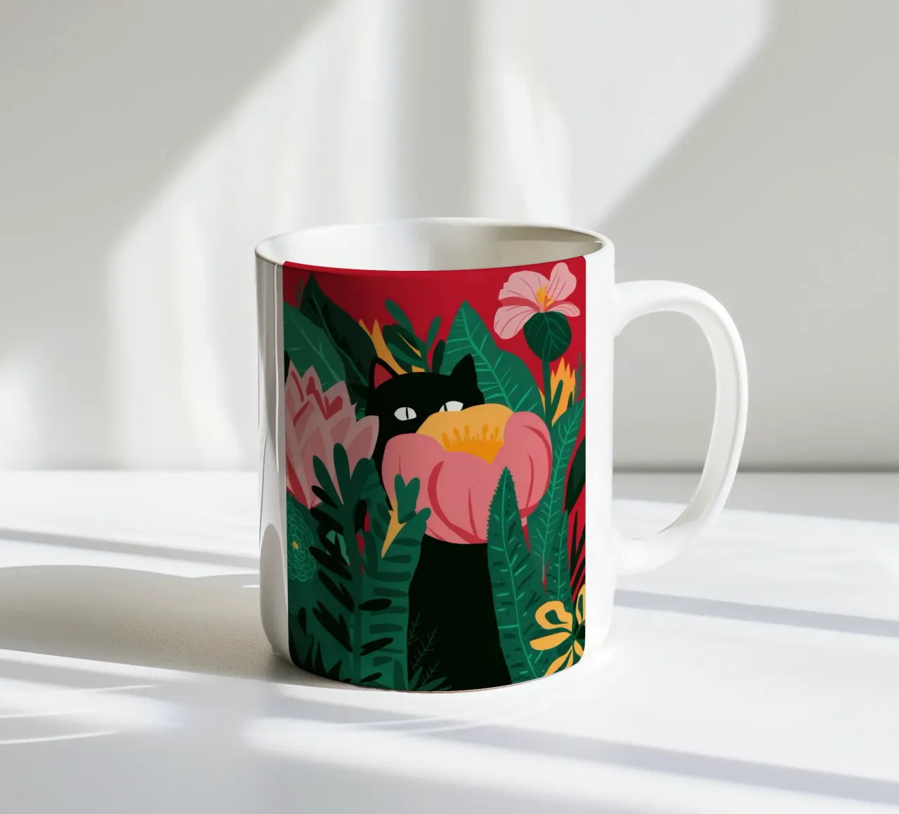 Giungla floreale felina tazza in ceramica da Stone Decade