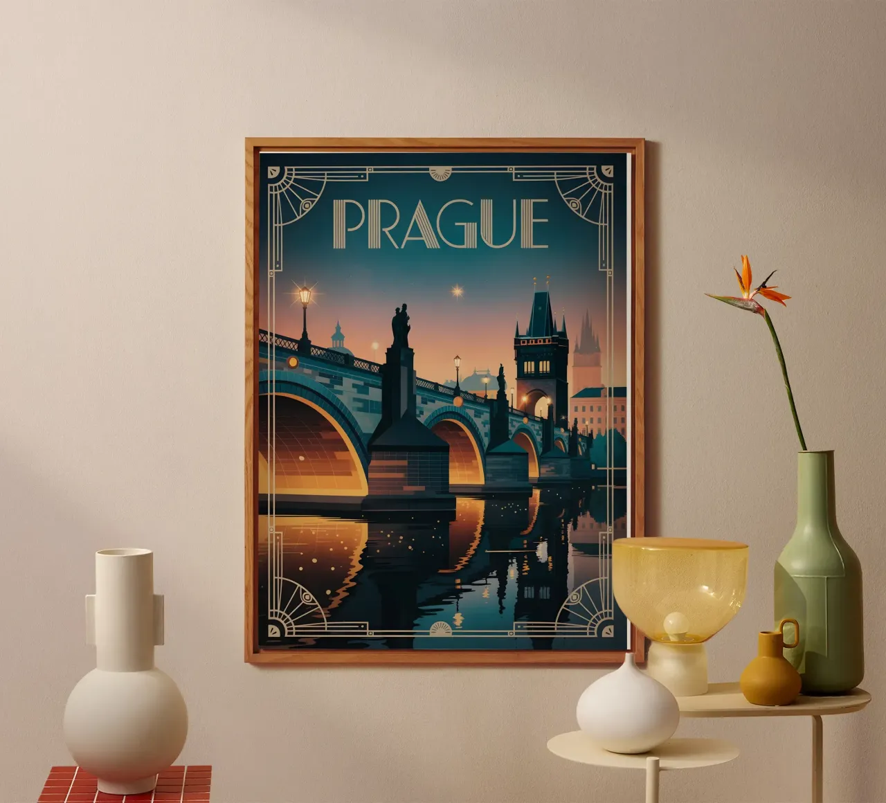 Praga vintage Ponte Carlo alluminio dibond da Vintage Travel Art