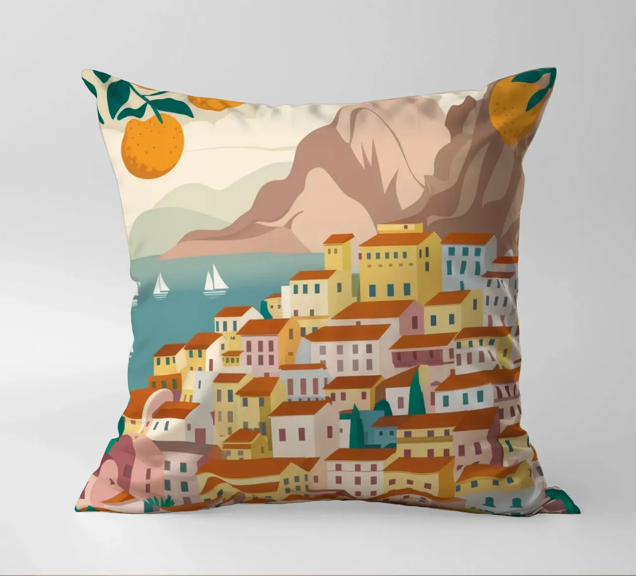 Positano Coastal View cuscino da Muse Artworks