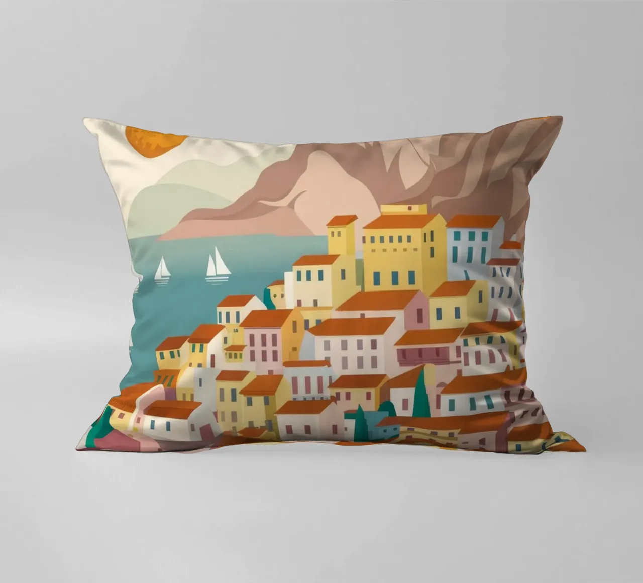 Positano Coastal View cuscino da Muse Artworks
