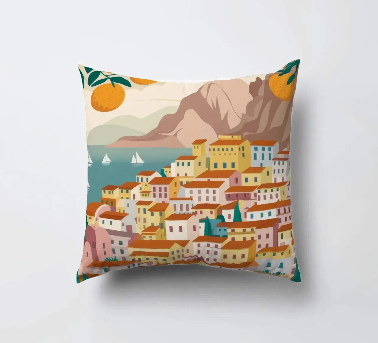 Positano Coastal View cuscino da Muse Artworks
