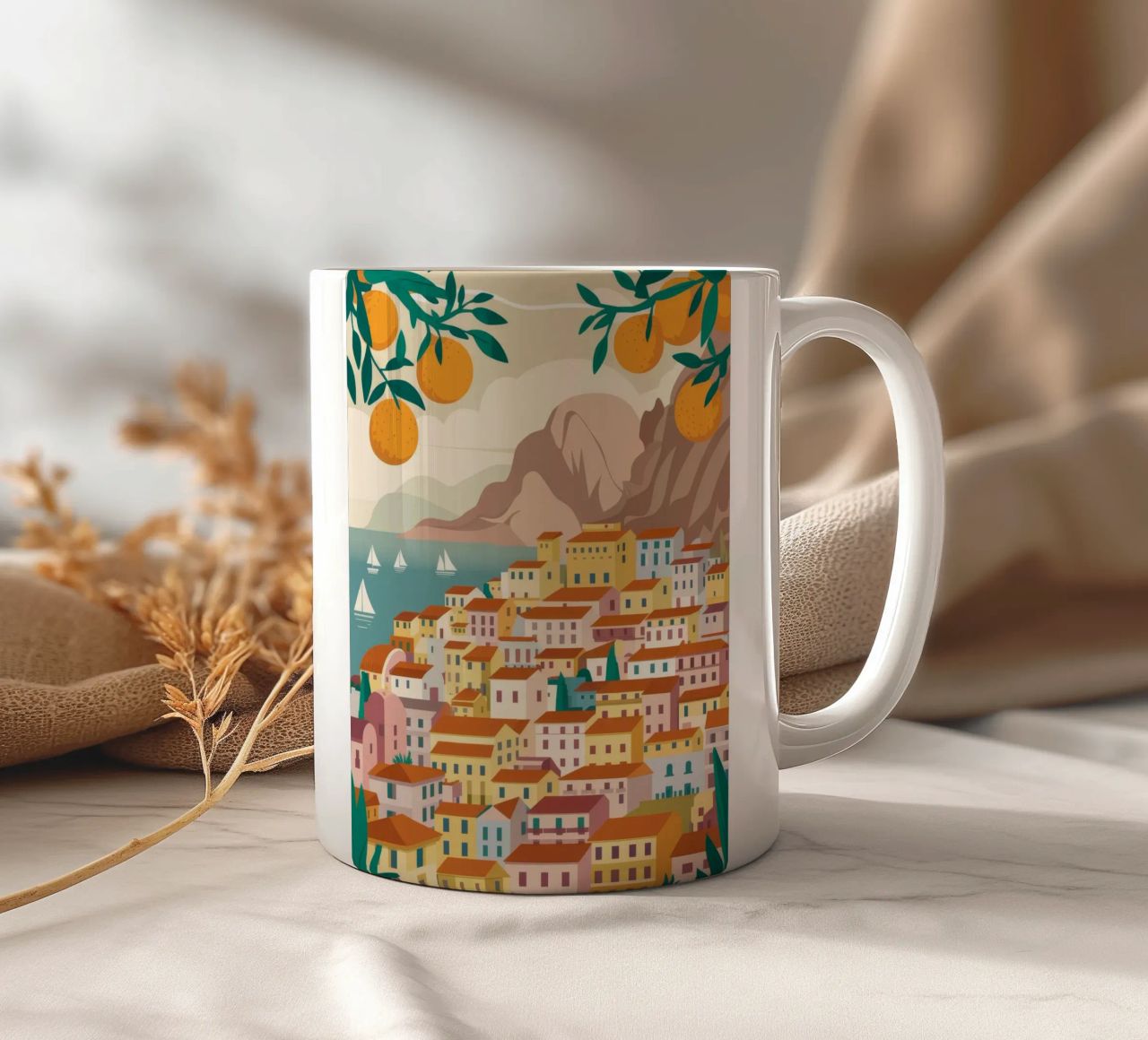 Positano Coastal View tazza in ceramica da Muse Artworks