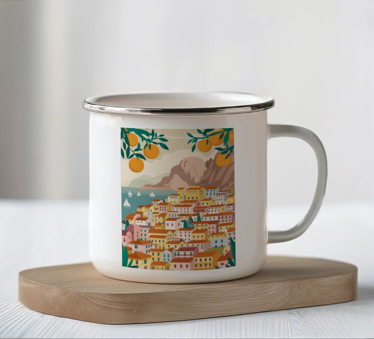 Positano Coastal View tazza in smalto da Muse Artworks