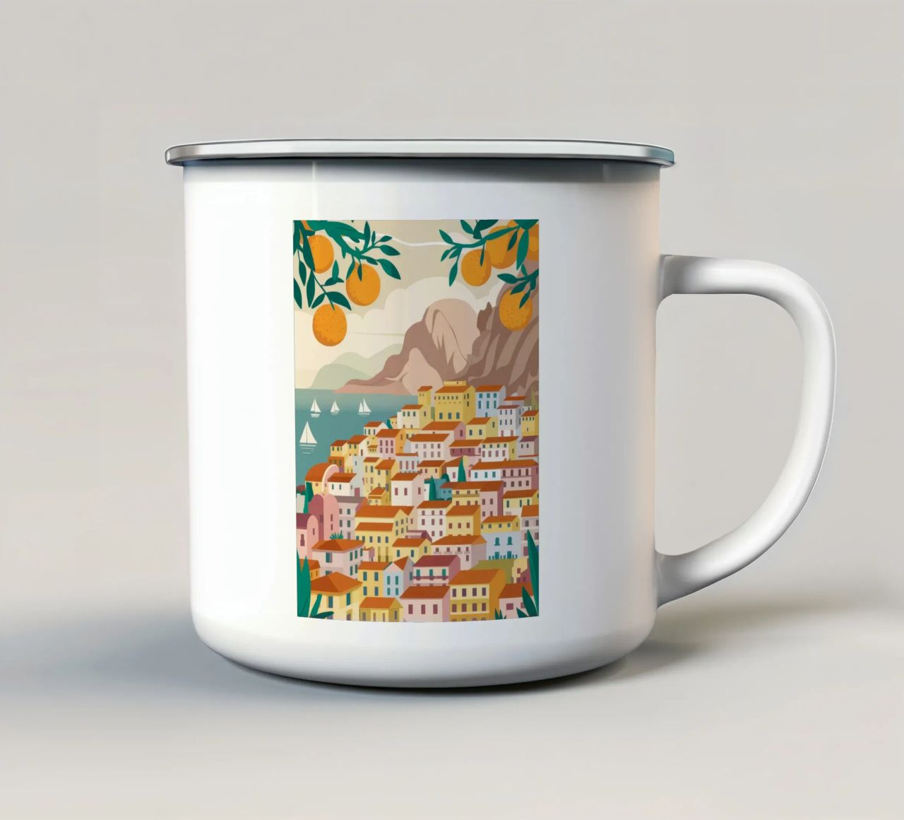 Positano Coastal View tazza in smalto da Muse Artworks