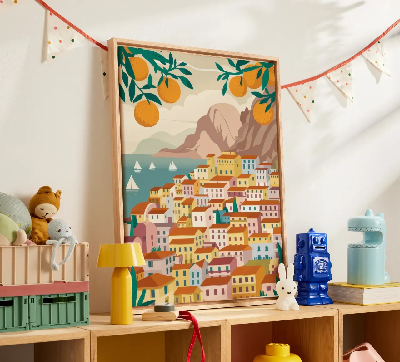 Vue de la côte de Positano toile avec Caisse américaine de Muse Artworks