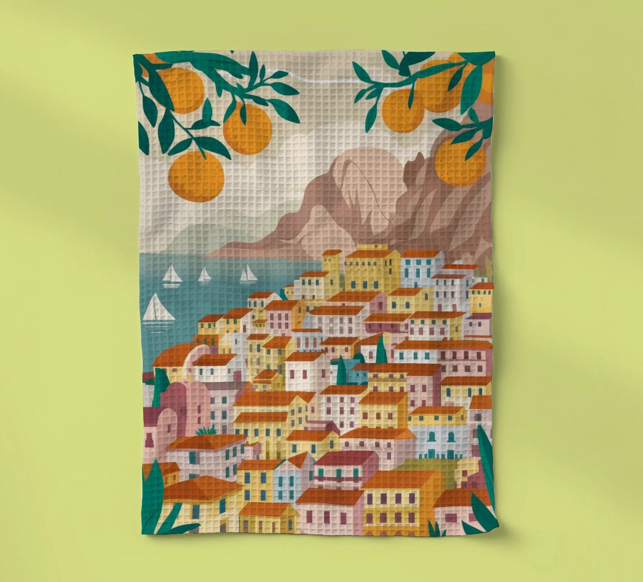 Vue de la côte de Positano torchon de Muse Artworks